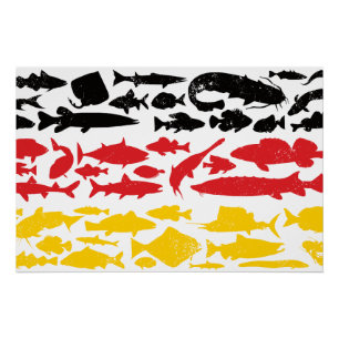 German Flag Made of Fish – Fishing Design for Angl Poster
