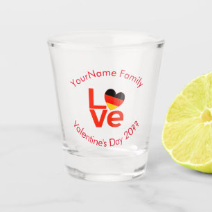 German Flag Red Letters LOVE Personalized Shot Glass