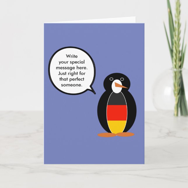 German Flag Talking Ms. Penguin  Card (Front)