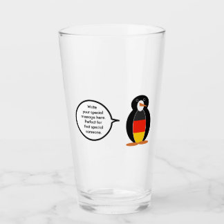 German Flag Talking Ms Penguin Personalized Glass