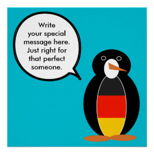 German Flag Talking Ms. Penguin Personalized Poster