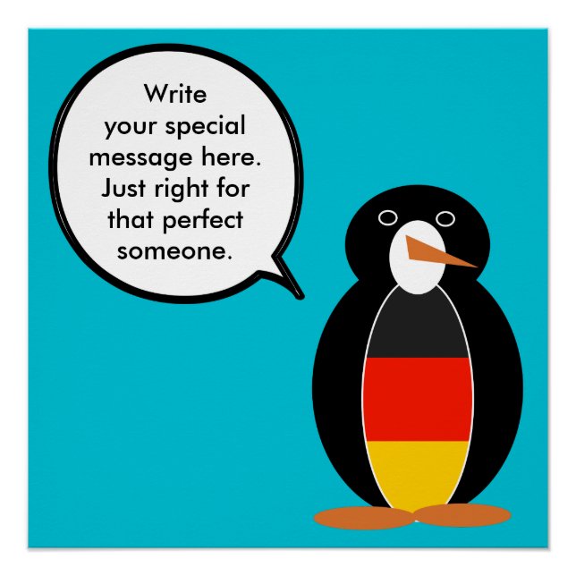 German Flag Talking Ms. Penguin Personalized Poster (Front)
