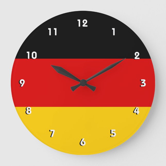 German flag wall clock with numbers (Front)