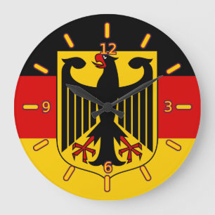 German Flag with Crest Clock (With Numbers)