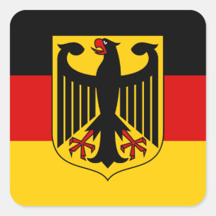 German Flag with Crest Sticker (Square)