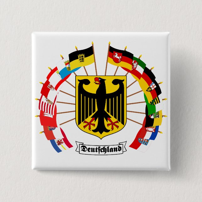 German Flags Pinwheel 2 Inch Square Button (Front)
