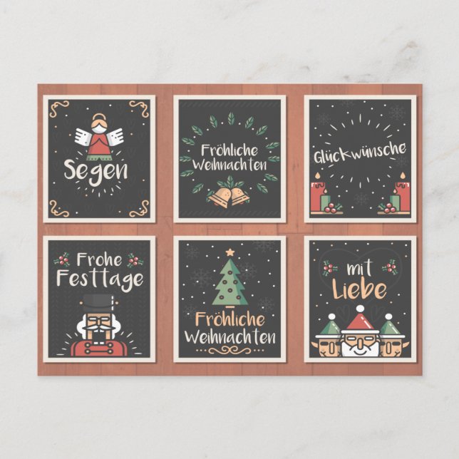 GERMAN  FRÖHLICHE WEIHNACHTEN CHRISTMAS CARD SET (Front)