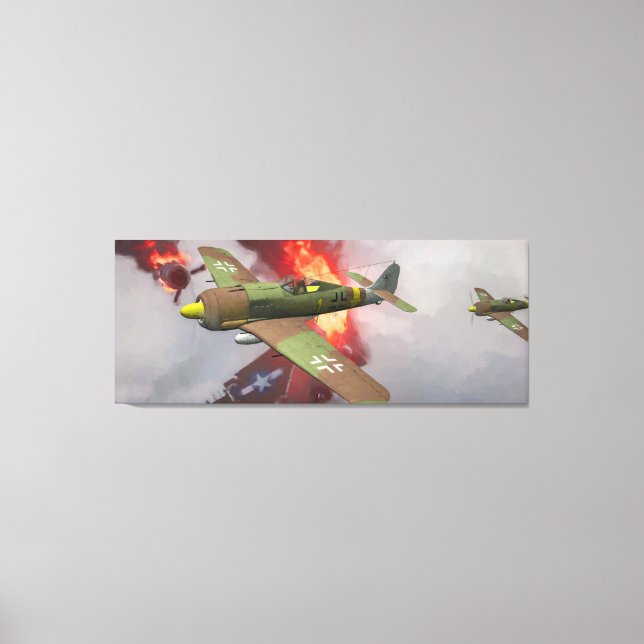 German Fw-190 in aerial combat Canvas Print (Front)