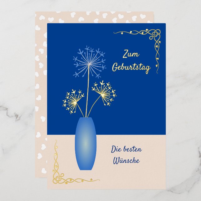 German Geburtstag your text Foil Card (Front/Back)