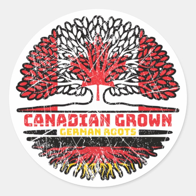 German Germany Canadian Canada Tree Roots Flag Classic Round Sticker (Front)