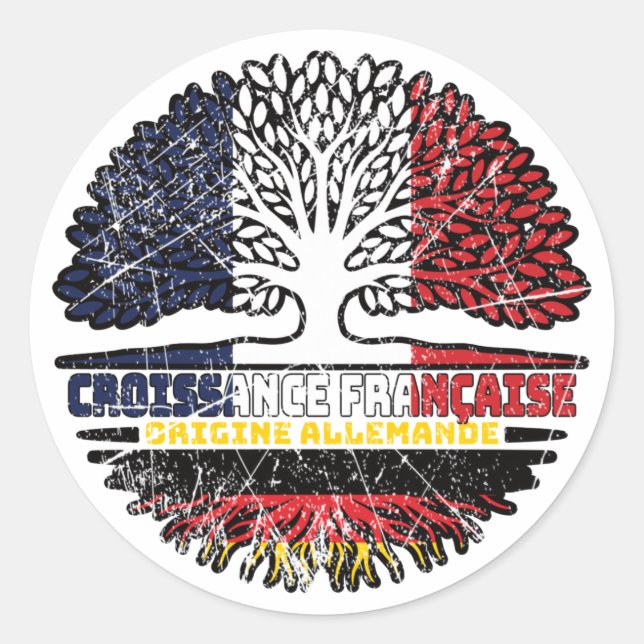 German Germany French France Tree Roots Flag Classic Round Sticker (Front)