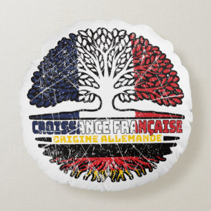 German Germany French France Tree Roots Flag Round Pillow