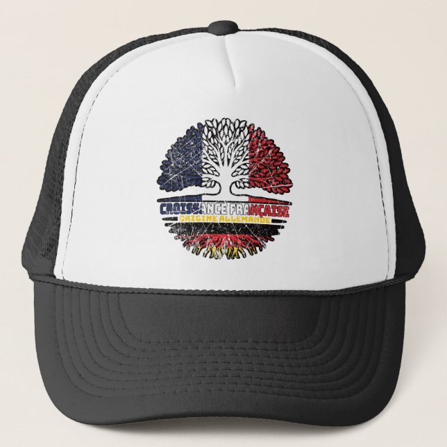 German Germany French France Tree Roots Flag Trucker Hat (Front)