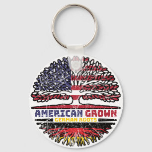 German Germany US American UUSA United States Tree Keychain