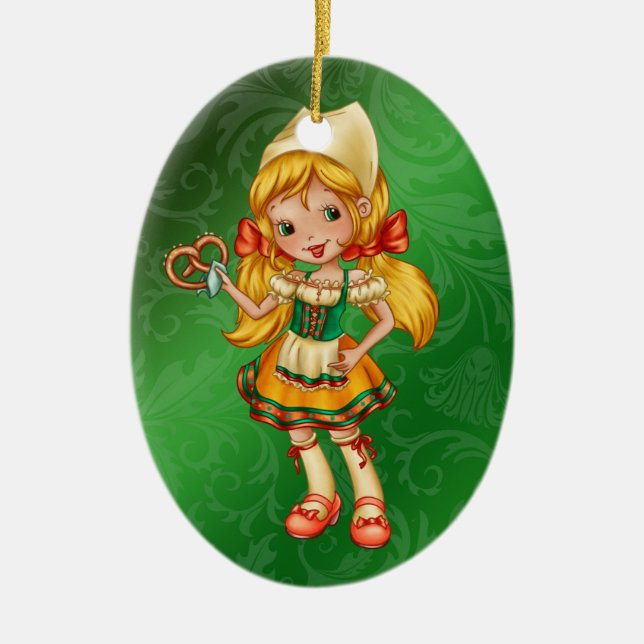 German Girl - Oktoberfest - SRF Ceramic Ornament (Front)