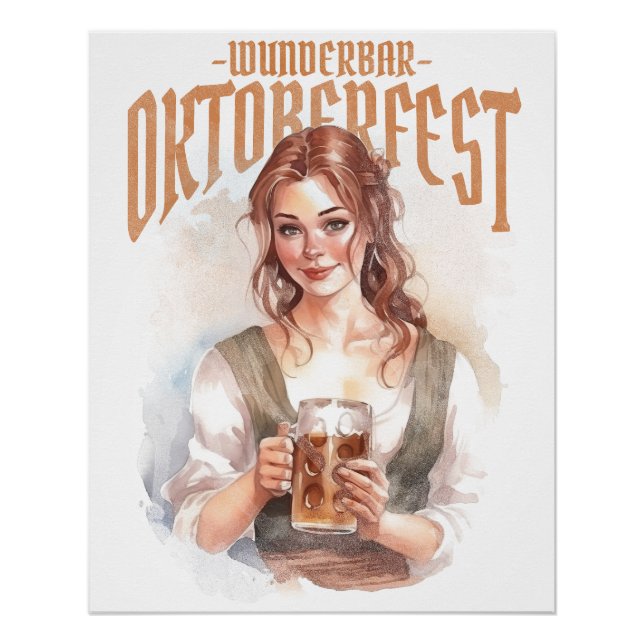  german girl with a beer for Oktoberfest Poster (Front)