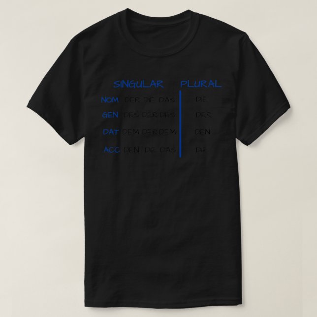 German Grammar Articles 1 T-Shirt (Design Front)