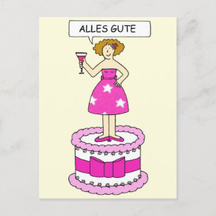 German Happy Birthday Alles Gute Postcard