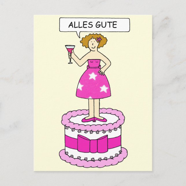 German Happy Birthday Alles Gute Postcard (Front)