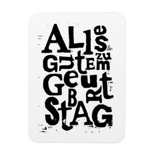 German "Happy Birthday" Lino Print Flexible Magnet