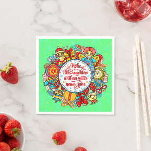 German Happy Christmas & Happy New Year  Napkin