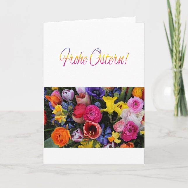 German Happy Easter Springflower bouquet Holiday Card (Front)