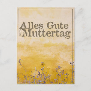 German Happy Mother’s Day on Vintage Flower Meadow Holiday Postcard