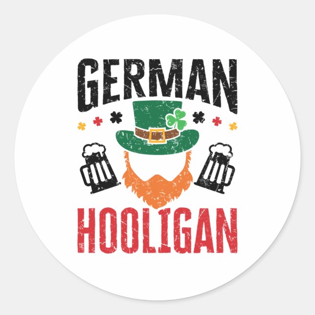 German Hooligan Germany St  Patricks Day Classic Round Sticker (Front)