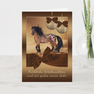 German Horse Christmas Holiday Greeting Card