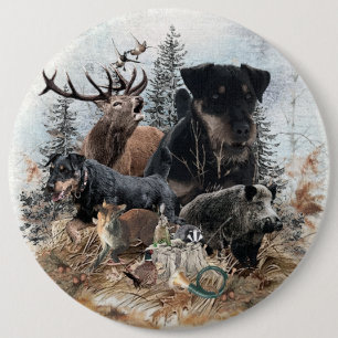 German Hunting Terrier (Jagdterrier)   6 Inch Round Button