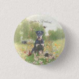 German Hunting Terrier (Jagdterrier) Sticker Pape 1 Inch Round Button