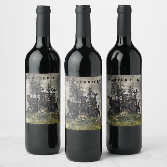 German Hunting Terrier (Jagdterrier) Wine Label (Bottles)