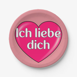 German - I love you Paper Plate