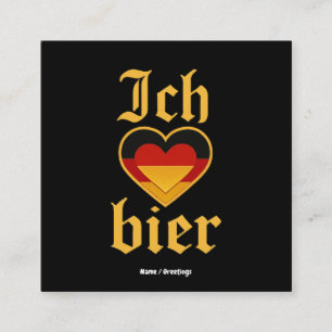 German Ich Heart Bier Oktoberfest Funny Bavarian  Square Business Card