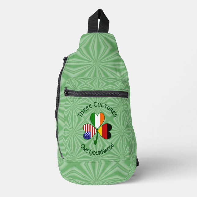 German Irish American Flags Shamrock Personalized  Sling Bag (Front)
