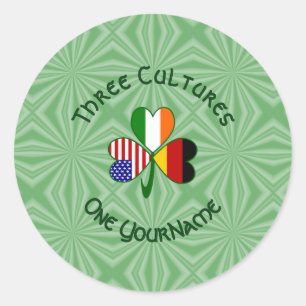 German Irish American Shamrock Personalized Classic Round Sticker