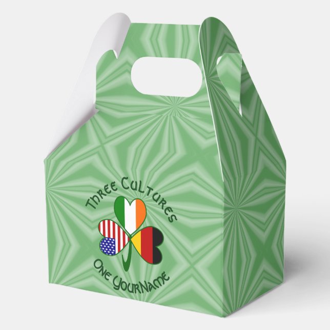 German Irish American Shamrock Personalized Gable Favor Box (Front)