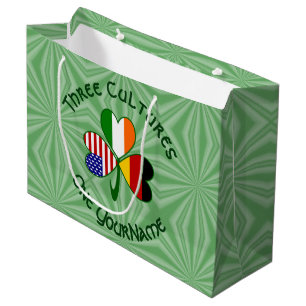 German Irish American Shamrock Personalized  Large Gift Bag