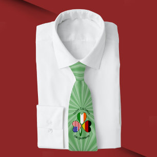 German Irish American Shamrock Personalized  Tie