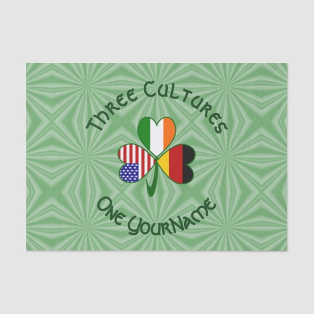 German Irish American Shamrock Personalized  Tissue Paper (Front)