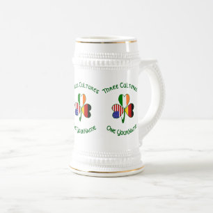 German Irish USA Flags Shamrock Personalized Beer Stein