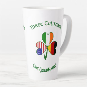German Irish USA Flags Shamrock Personalized Large Latte Mug