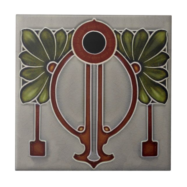 German Jugendstil Art Nouveau/Art Deco Repro Gray+ Tile (Front)