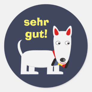German Language "Good Job/sehr gut” Cute Dog Classic Round Sticker