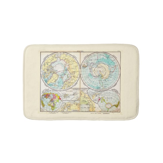 German-Language Polar Map Bath Mat (Front)