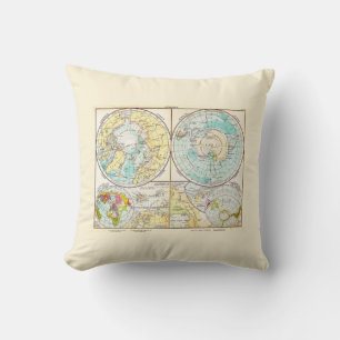 German-Language Polar Map Throw Pillow