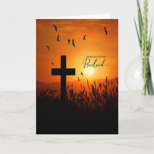 GERMAN Language Sympathy Condoleances Sunset Cross Card