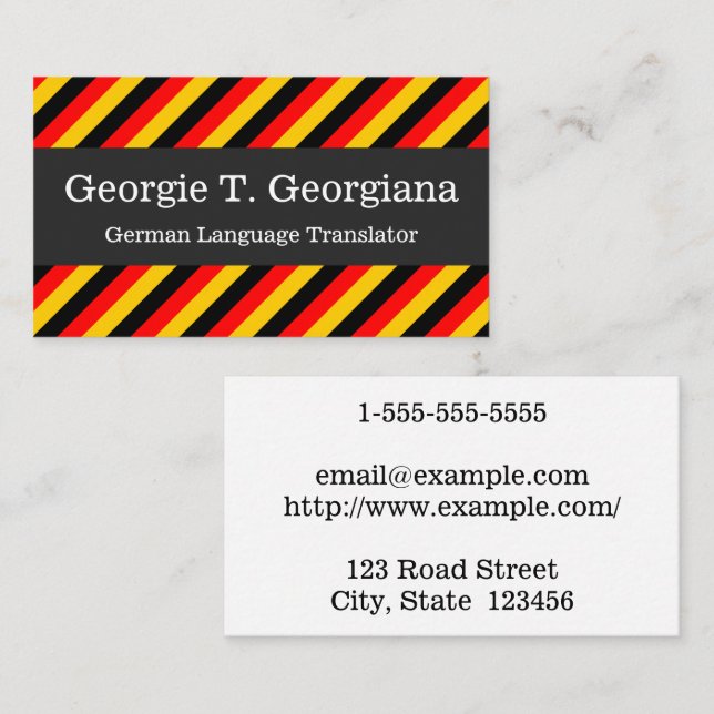 German Language Translator, Teacher, Tutor Business Card (Front/Back)
