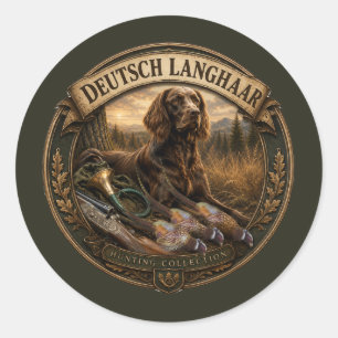German Longhaired Pointer Hunting Companion Classic Round Sticker