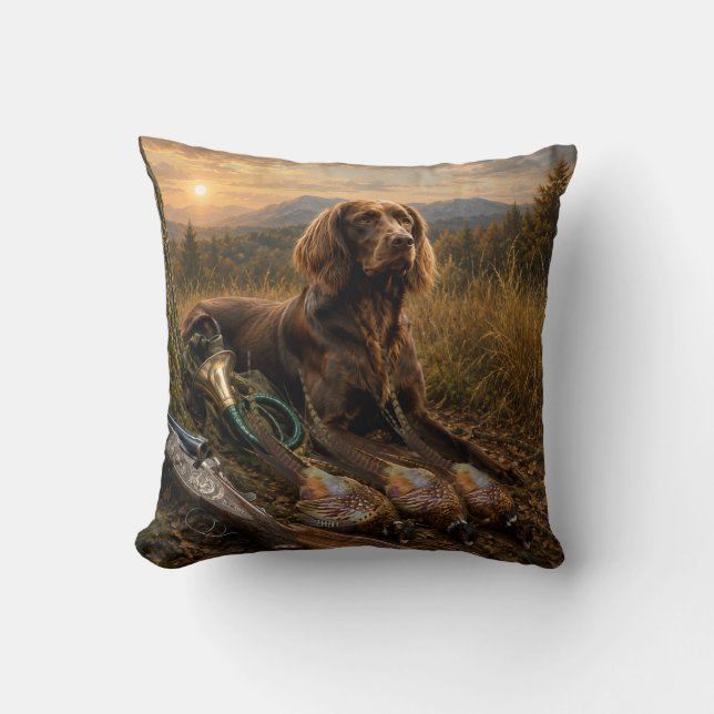 German Longhaired Pointer Hunting Companion Throw Pillow (Front)